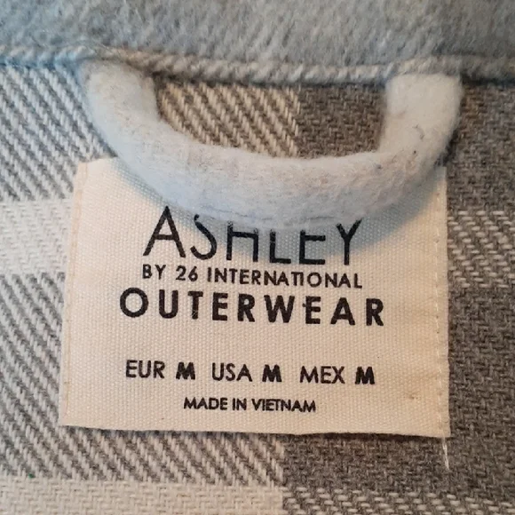 Ashley by 26 International Alternative Wool Blend Sz M Grey and White Shacket - Picture 5 of 8